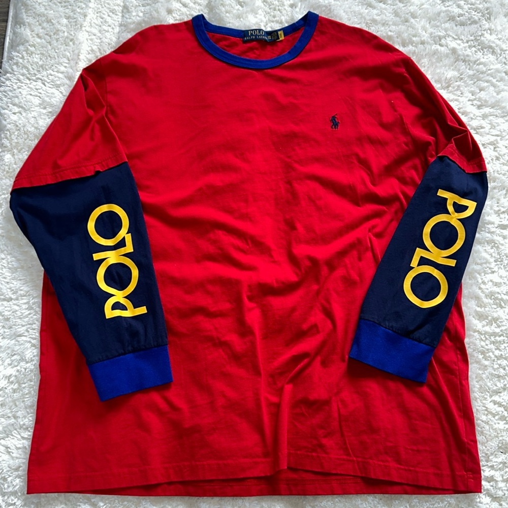 Polo Ralph Lauren Red and Navy Blue Long Sleeve Big&Tall 2XB
